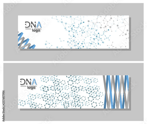 Set of Minimalist medicine design of landing page template with dna colorful background. Vector illustration eps 10.
