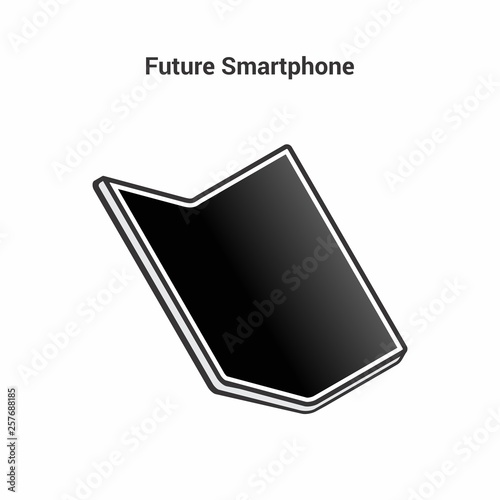 The smart of the future. Black and white icon on an isolated background. Folding smartphone. Bending modern display