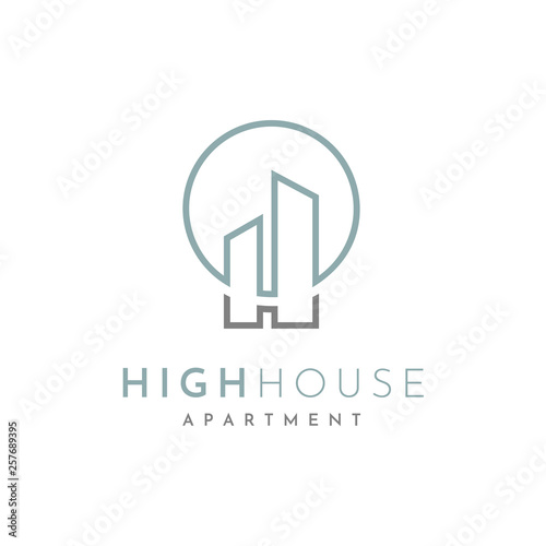 Apartment Real Estate City Building with Initial H for High House, Home, Historical, Hotel logo design