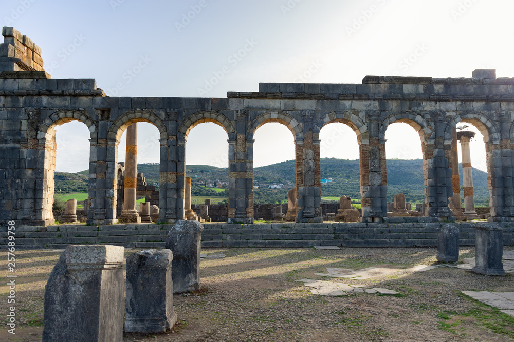 The Basilica at the Roman Ruins of Volubilis in Morocco