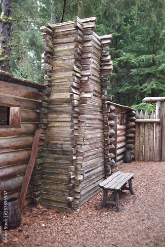 Astoria, Oregon. U.S.A.  October 22, 2017. Fort Clatsop National Park-replica of Lewis and Clark’s Expedition’s winter quarters Dec. 1805 to Mar. 1806.  photo