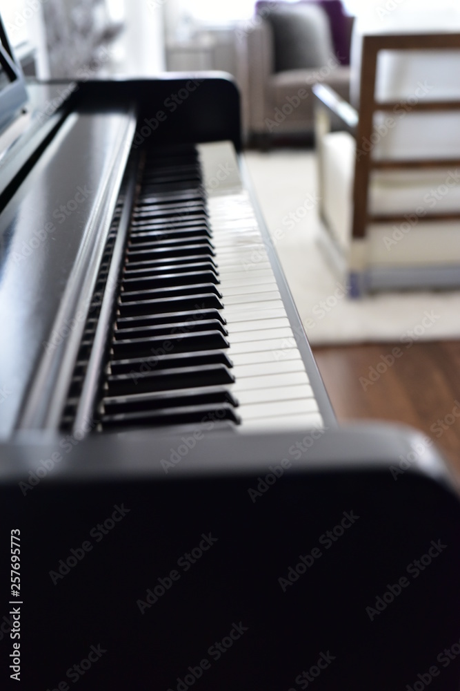 Piano Keys on piano at home close-up Piano Keys on piano at home close-up