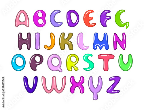 Set of letters of the English alphabet on a white background. Color, caramel. Isolate.