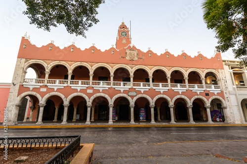 Historical building in spanish colonial style in Merida, Yucatan, Mexico