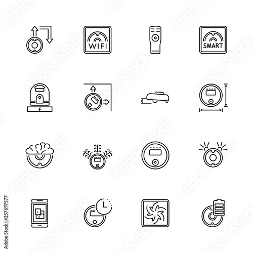 Robot Vacuum Cleaners - Flat Vector line Icons