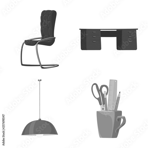 Vector design of furniture and work icon. Collection of furniture and home vector icon for stock.