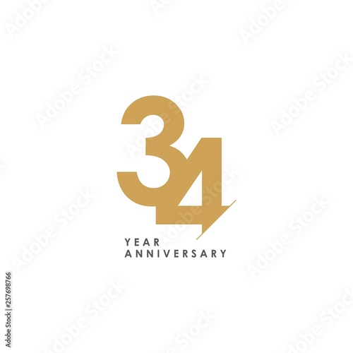34 Year Anniversary Vector Template Design Illustration