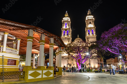 Pavillion on the Independence Square and Cathedral of Campeche, Mexico