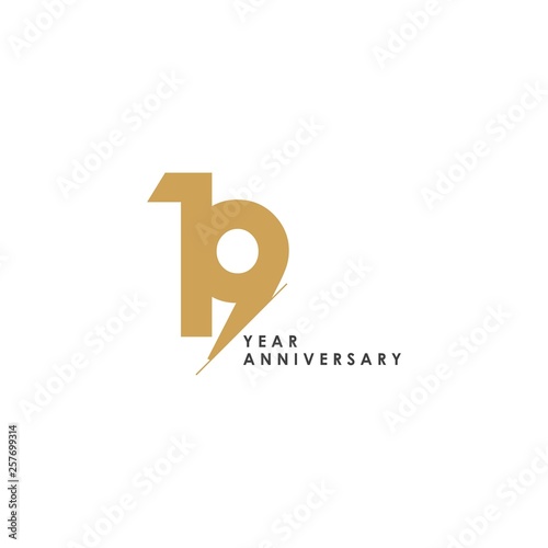 19 Year Anniversary Vector Template Design Illustration