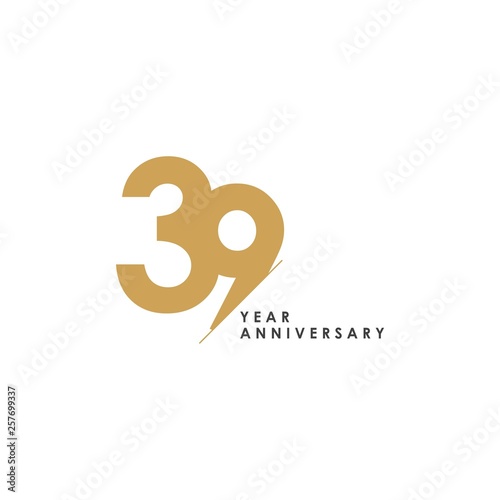 39 Year Anniversary Vector Template Design Illustration