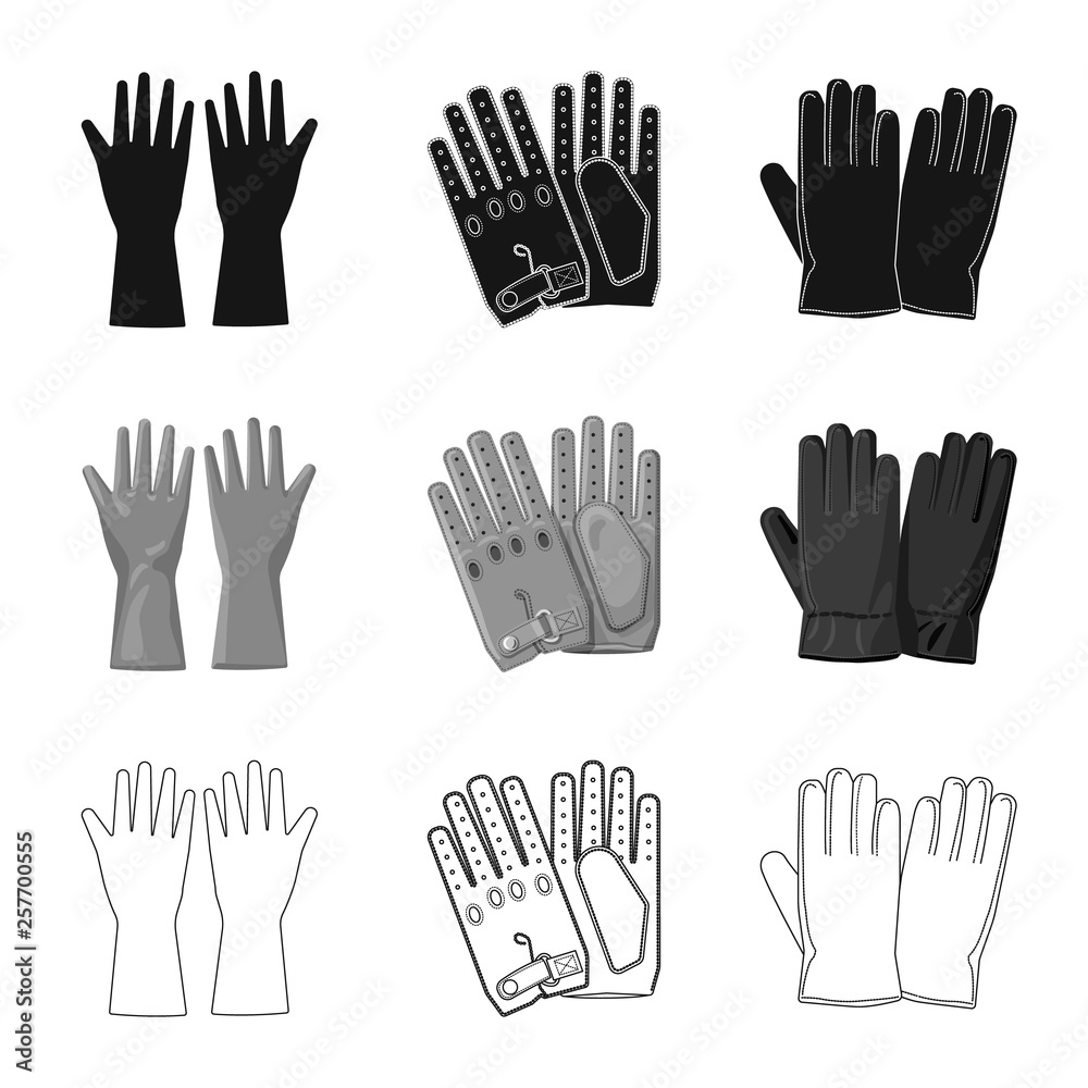 Vector illustration of glove and winter symbol. Set of glove and equipment vector icon for stock.