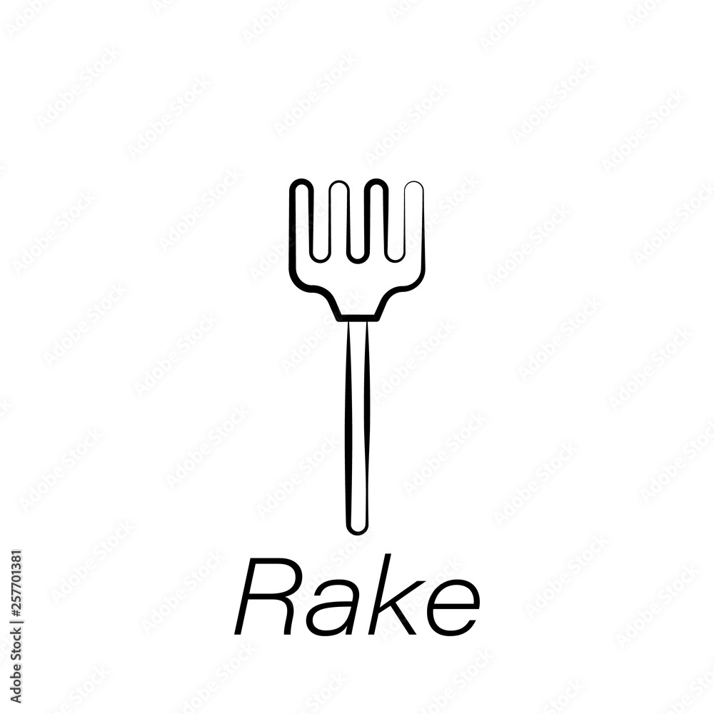 Fototapeta premium rake hand draw icon. Element of farming illustration icons. Signs and symbols can be used for web, logo, mobile app, UI, UX