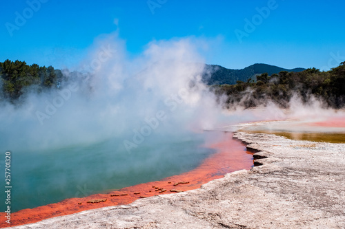 Beautiful scenery of thermal land, Rotorua, North Island, New Zealand.