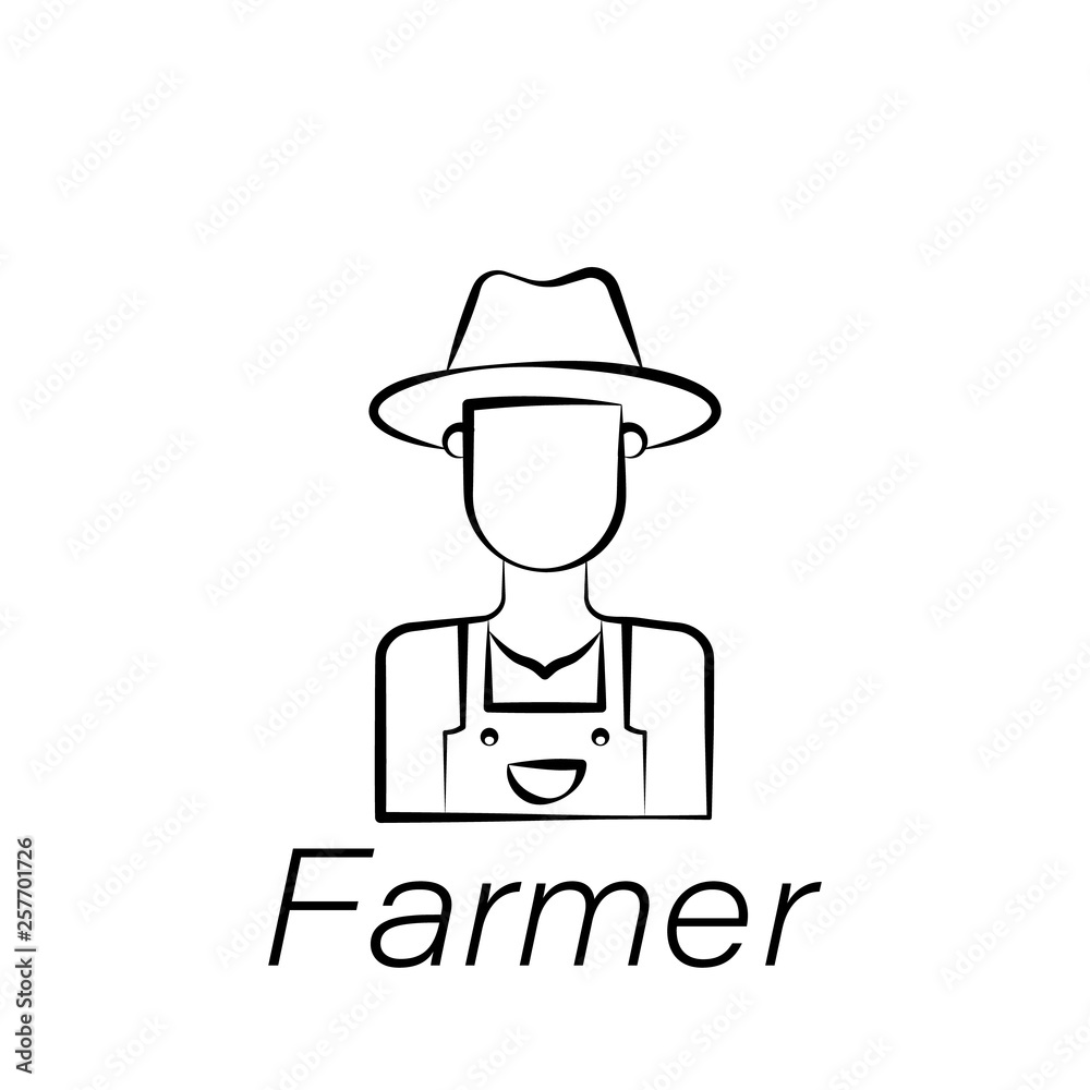 farmer hand draw icon. Element of farming illustration icons. Signs and symbols can be used for web, logo, mobile app, UI, UX