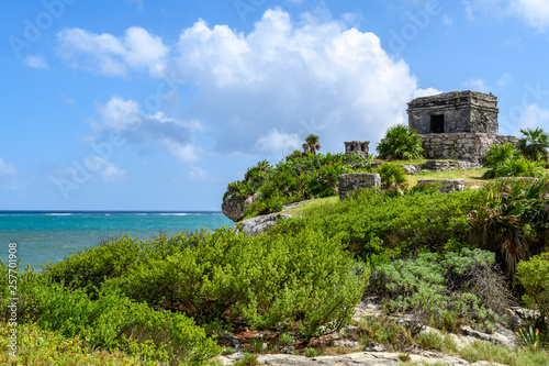 God of Winds Temple at Tulum archaeological site  Quintana Roo  Mexico