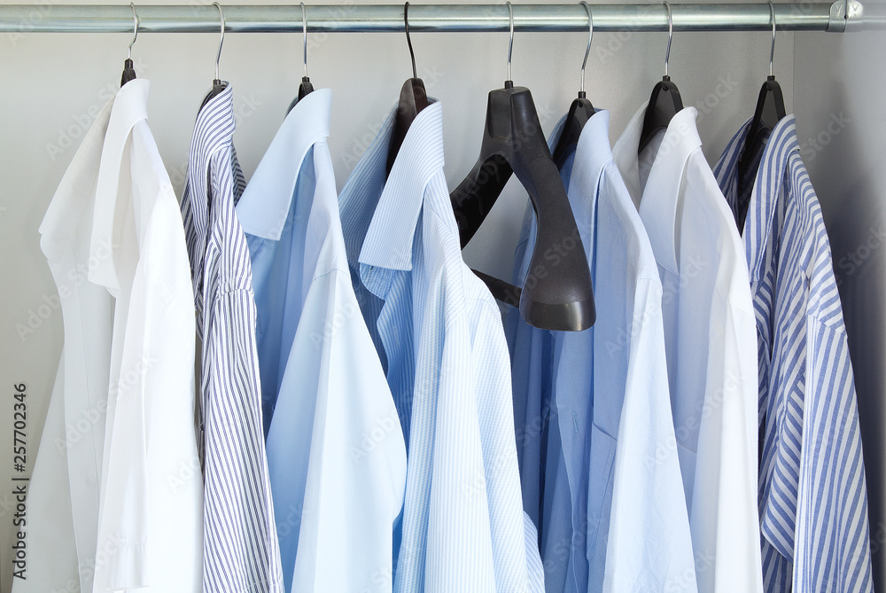 Shirts hanging stack,close up Shirts hanging stack,close up