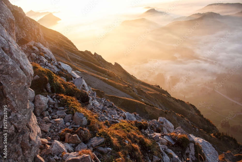 Switzerland landscape , sunset , Säntis 