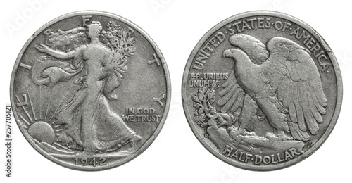 Tapety artystyczne US Half Dollar 50 cents silver coin 1942