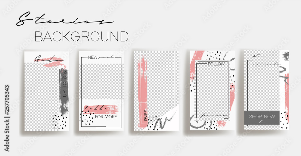 Instagram stories frame templates. Vector background. Mockup for social