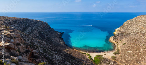 Fototapeta Naklejka Na Ścianę i Meble -  View of Cala Pulcino famous sea place of Lampedusa