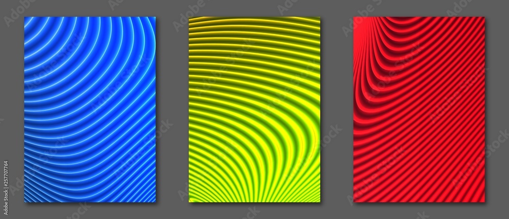 Collection covers design. Lines colorful neon gradients. Future geometric template.