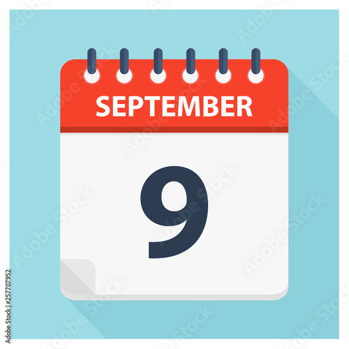 September 9 -  Calendar Icon - Calendar design template