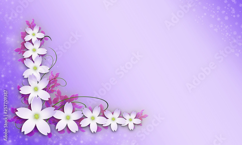 3d illustration. Bouquet of flowers isolated on lilac background. © Vitaly Krivosheev