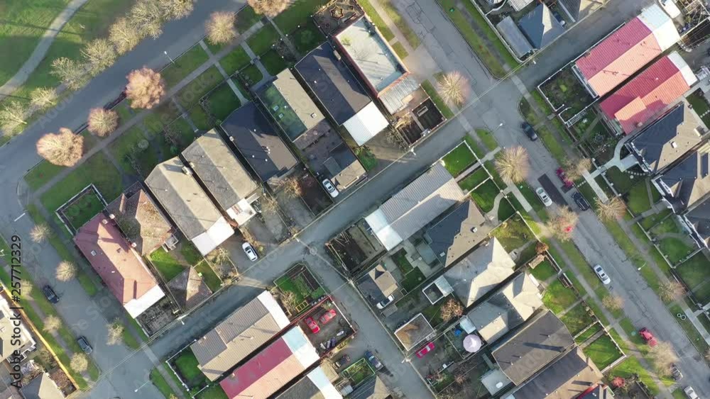 A perfect neighbourhood. Houses in suburb at Summer in the north America. Luxury houses with nice landscape. Aerial drone view. 4K. A perfect neighbourhood. Houses in suburb at Summer in the north America. Luxury houses with nice landscape. Aerial drone view. 4K.