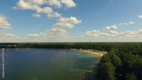 Wallpaper Mural Fabulous landscape from above. Drone footage of nice green forest and lake. Torontodigital.ca