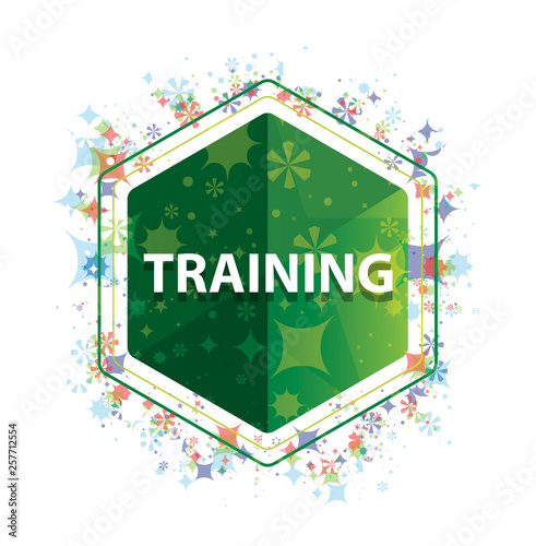 Canvas Print Training floral plants pattern green hexagon button