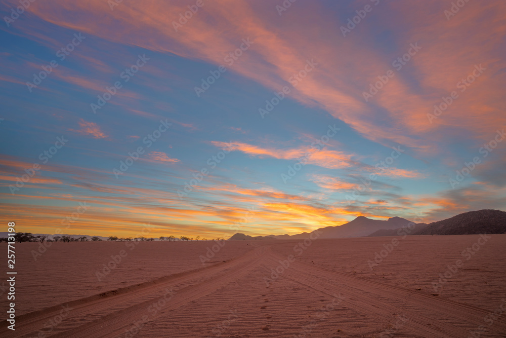 Colored thin clouds before sunrise