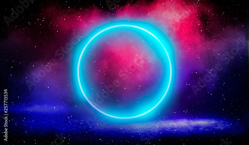 Neon circle, neon lights. N...