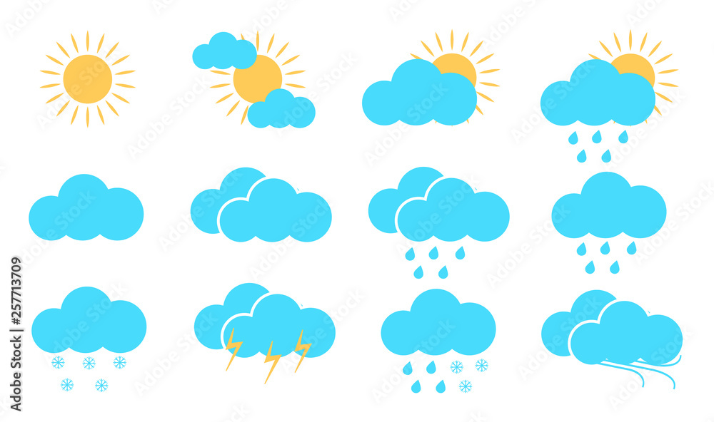 Weather icons. Vector illustration.