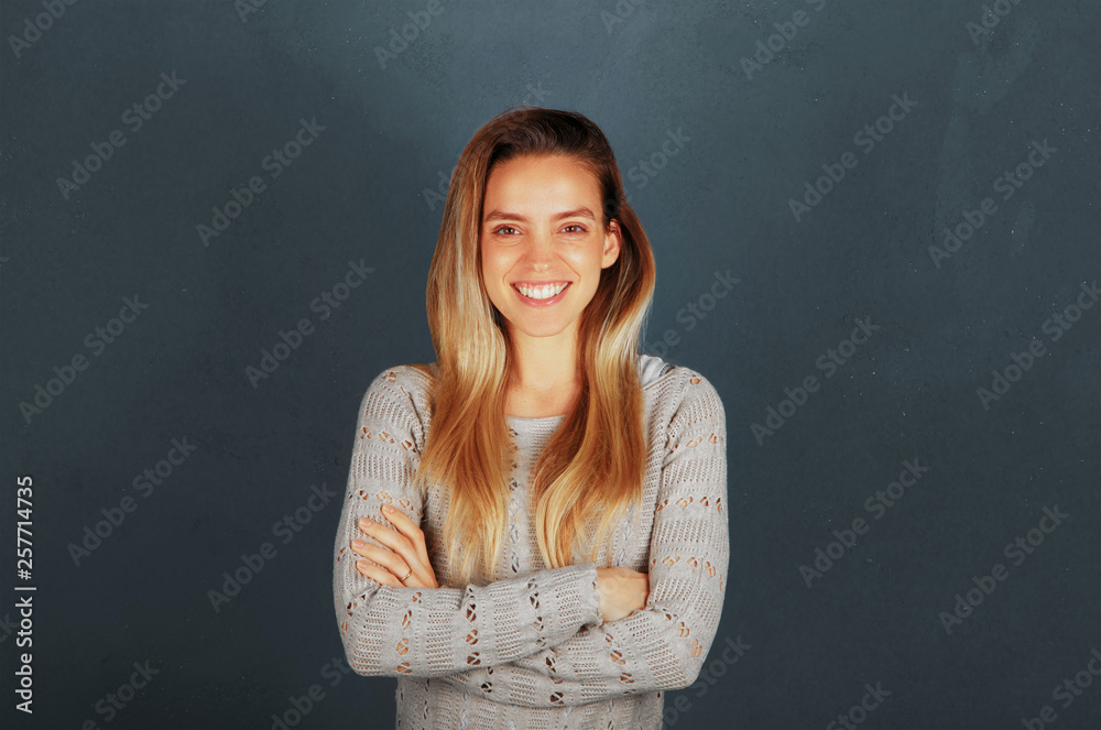 Beautiful blonde woman, studio shooting