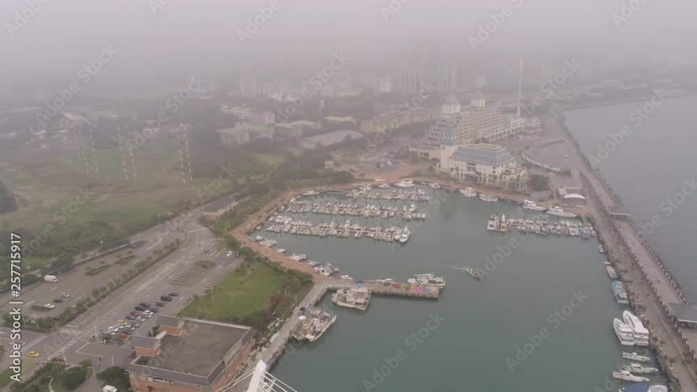 Aerial view of the Lover's Bridge of Tamsui Fisherman's Wharf Aerial view of the Lover's Bridge of Tamsui Fisherman's Wharf