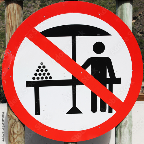 A no hawking or peddling sign. Business restriction concept image. 
