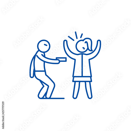 Armed robbery line concept icon. Armed robbery flat  vector website sign, outline symbol, illustration.
