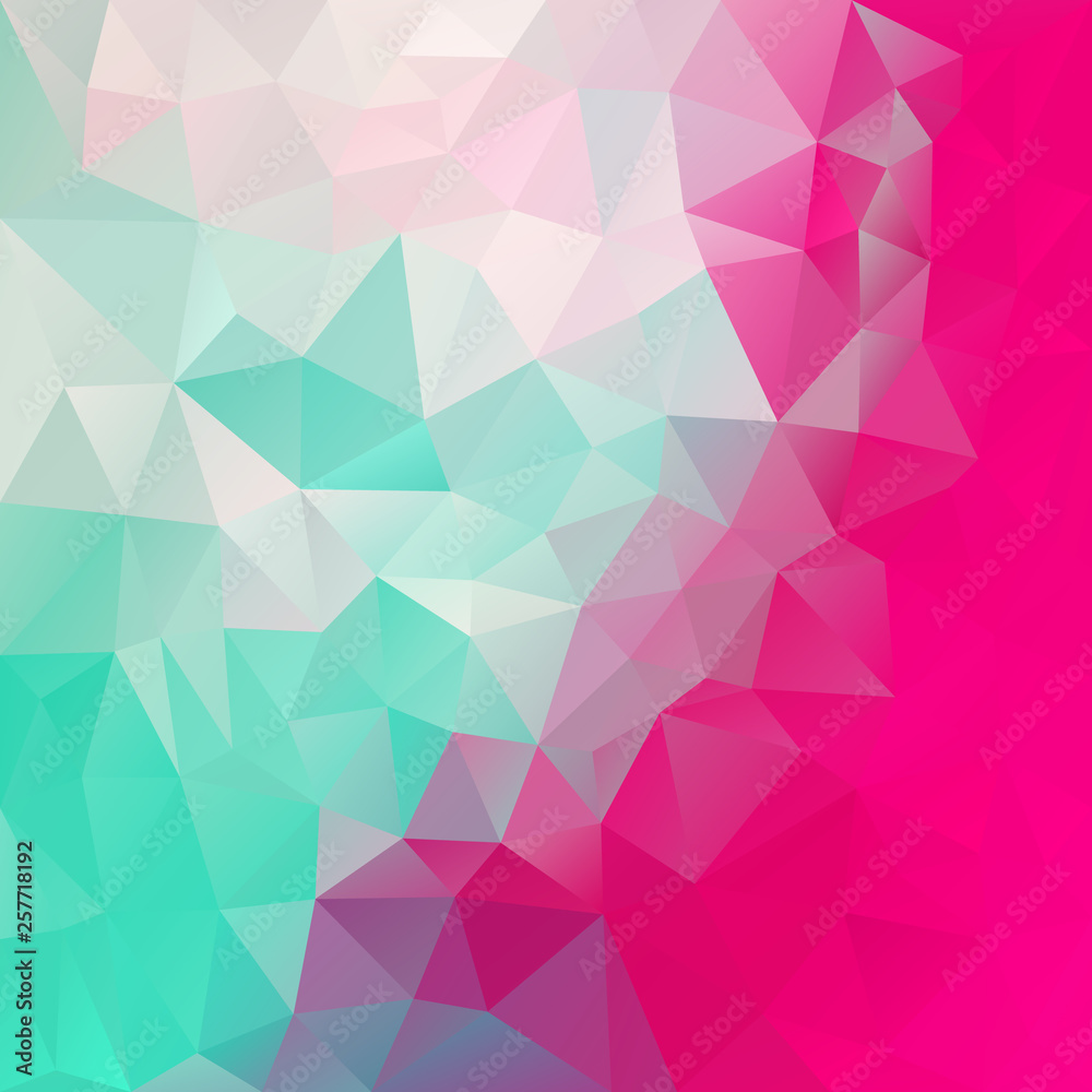 vector abstract irregular polygon square background - triangle low poly pattern - mint green and hot pink magenta color vector abstract irregular polygon square background - triangle low poly pattern - mint green and hot pink magenta color