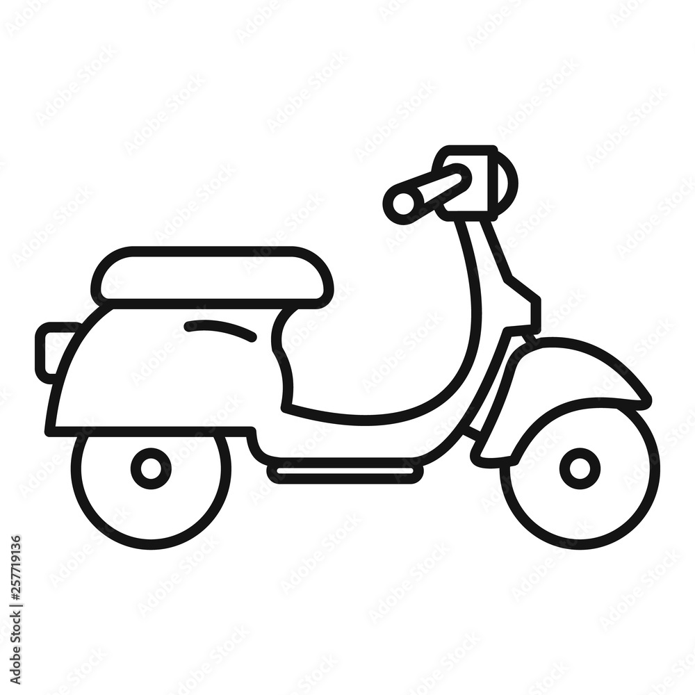 Scooter delivery icon. Outline scooter delivery vector icon for web design isolated on white background
