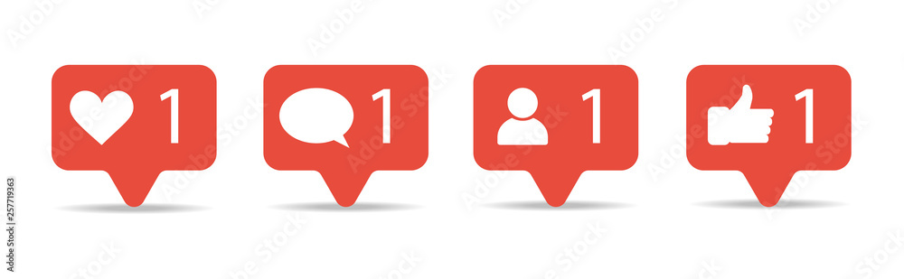 Icons from social networks. Notifications and messages. Icons from social networks. Notifications and messages.