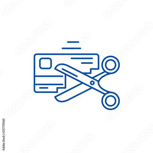 Bad credit history line concept icon. Bad credit history flat  vector website sign, outline symbol, illustration.