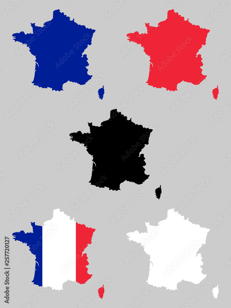 France map with national flag 