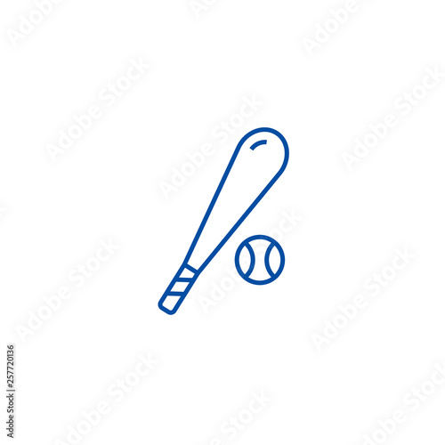Baseball line concept icon. Baseball flat  vector website sign, outline symbol, illustration.