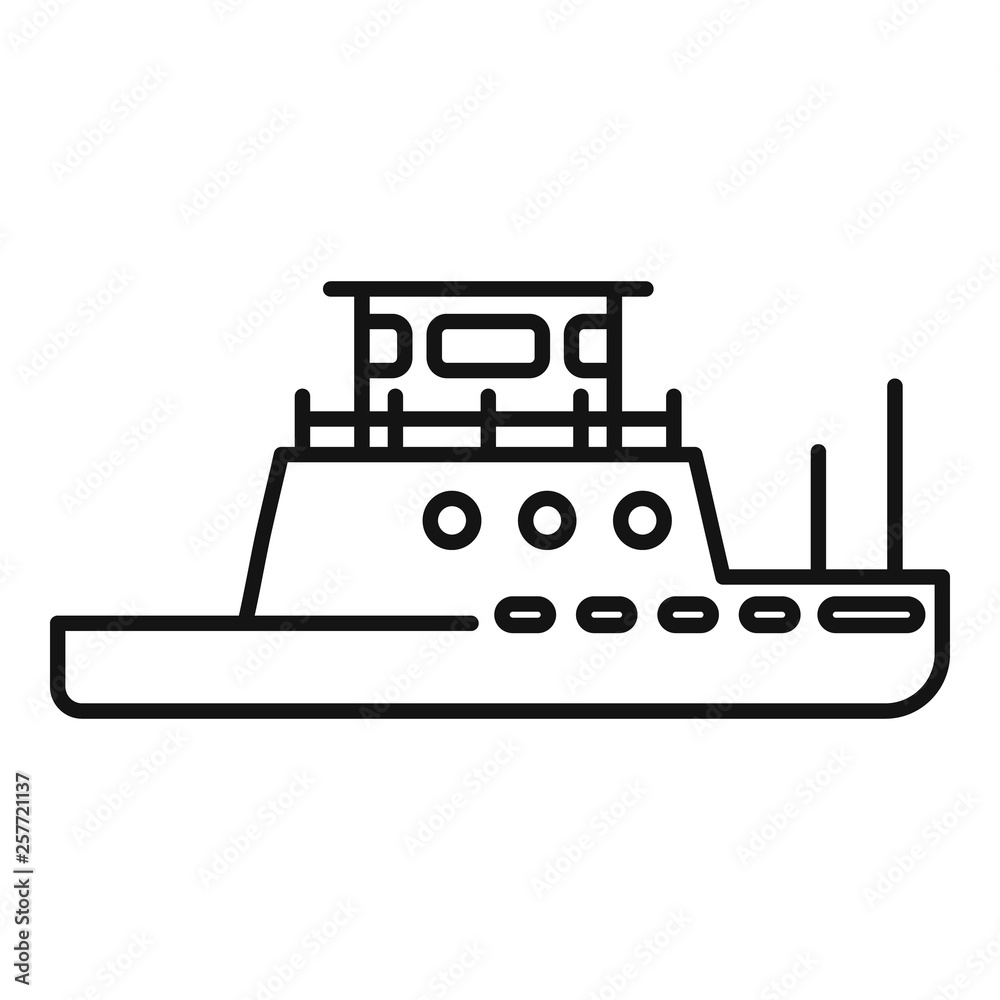 Tug boat icon. Outline tug boat vector icon for web design isolated on white background Tug boat icon. Outline tug boat vector icon for web design isolated on white background