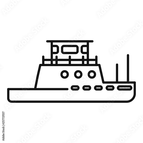 Tug boat icon. Outline tug boat vector icon for web design isolated on white background
