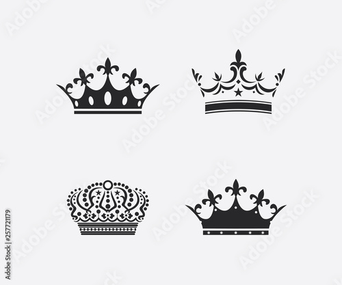 Collection crown icon. four crown flat style isolated