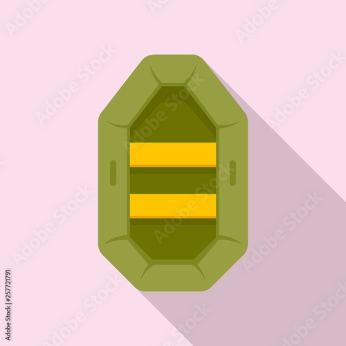 Hunting rubber boat icon. Flat illustration of hunting rubber boat vector icon for web design