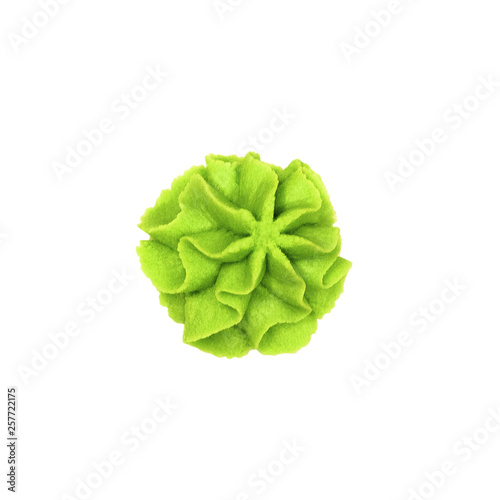 Fototapeta Top view of hot wasabi paste for sushi isolated on white background