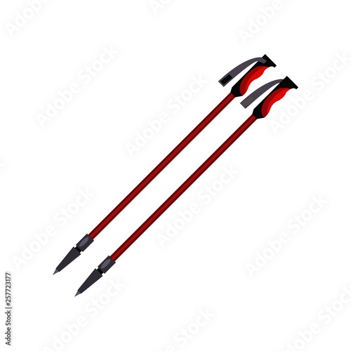 Climbing sticks. Equipment, tool, trekking poles. Vector illustration can be used for topics like mountain climbing, alpinists tools, glacier