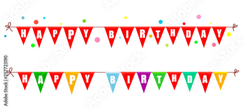 Two garlands of flags happy birthday. Vector illustration